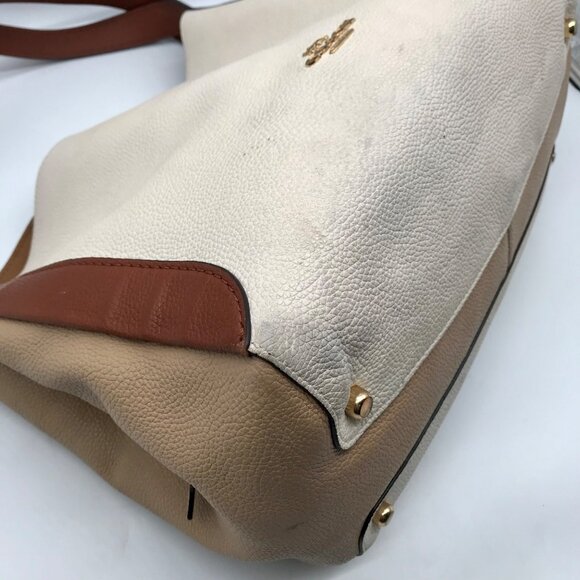 Coach Ivory & Brown Pebbled Leather Hadley Hobo Bag 76088 - Picture 6 of 11